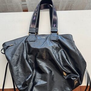 Isabel Marant Black Handbag with Purple Patterned Straps